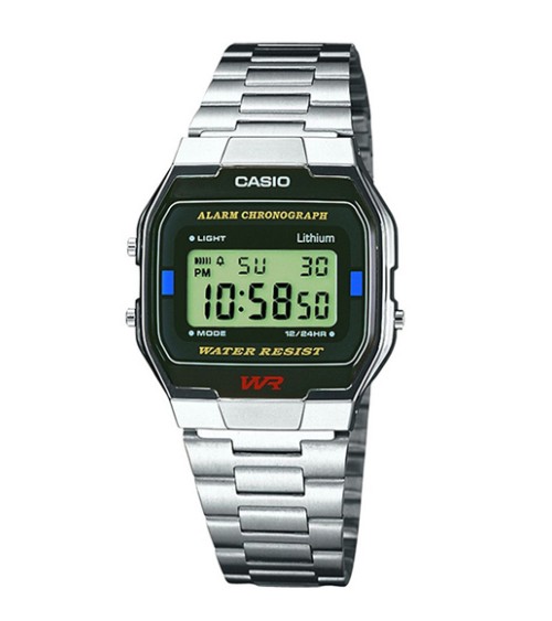 Reloj Casio vintage plateado negro A163WA-1QES