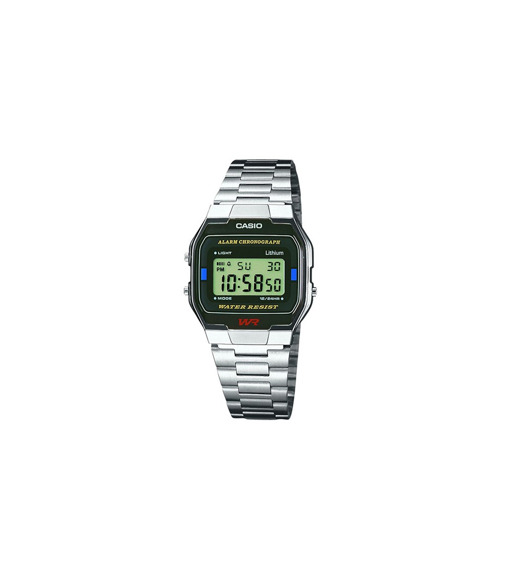 Reloj Casio vintage plateado negro A163WA-1QES