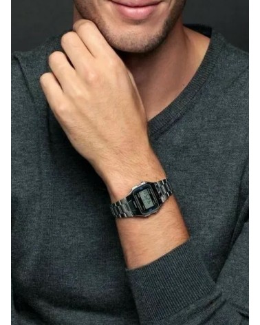 Reloj Casio vintage plateado negro A163WA-1QES