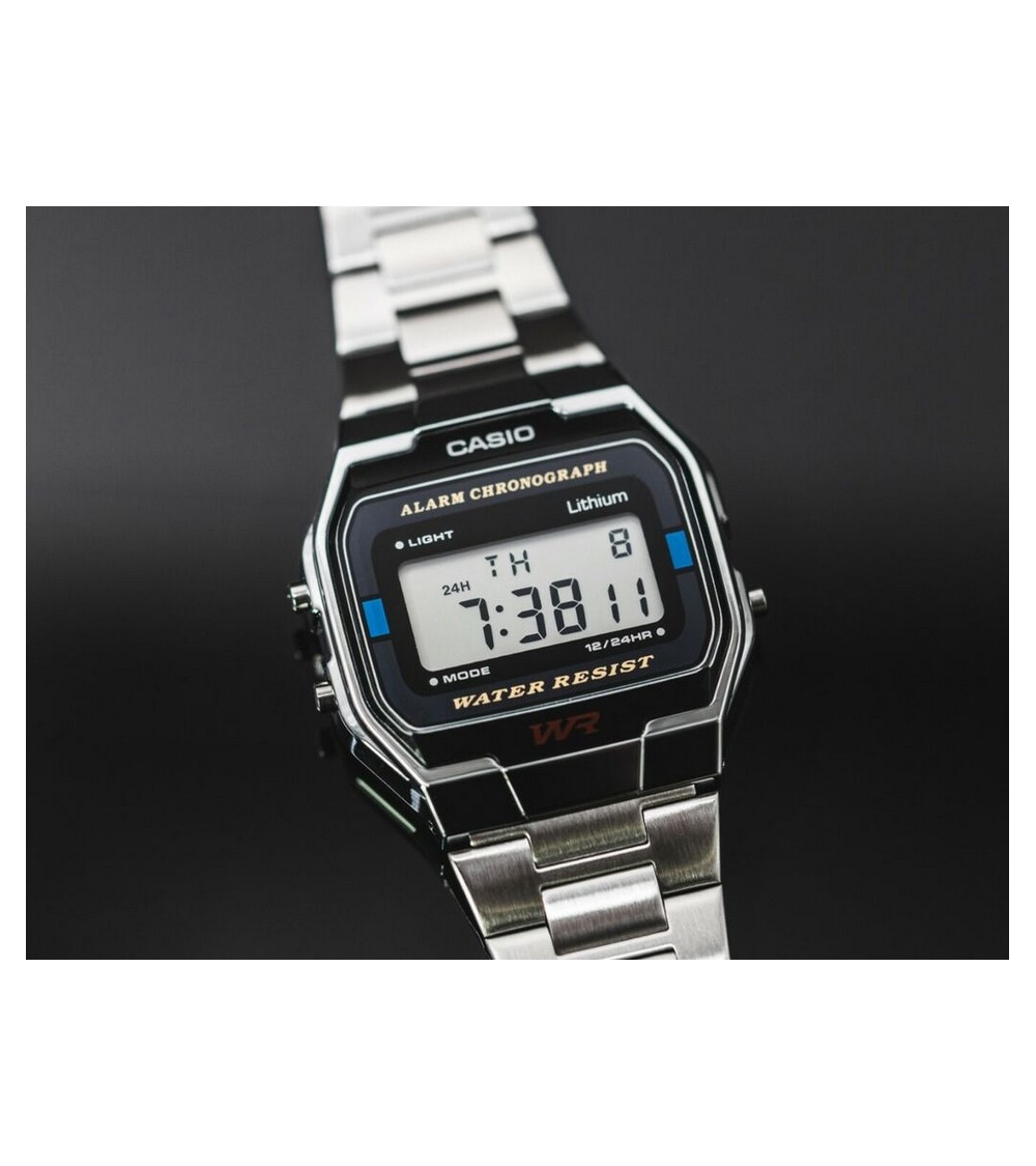Reloj Casio vintage plateado y negro A163WA-1QES