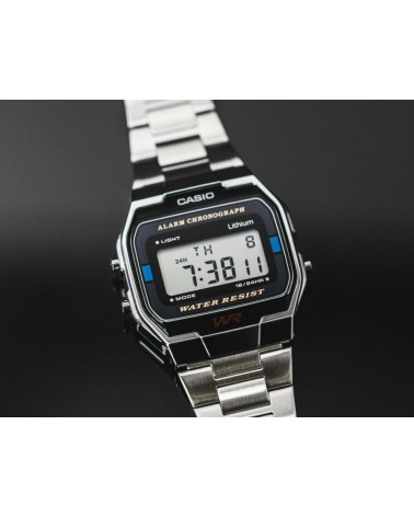 Reloj Casio vintage plateado negro A163WA-1QES