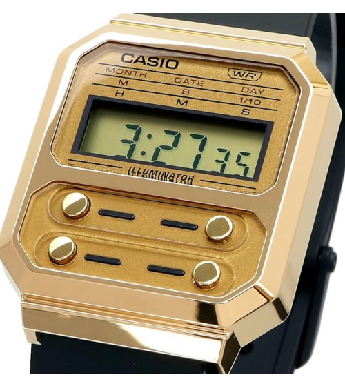 Reloj Casio digital negro dorado A100WEFG-9A