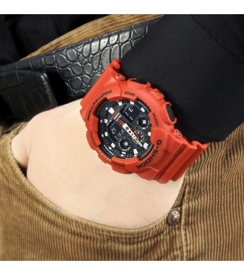 Reloj Casio G-SHOCK rojo GA-100B-4AER