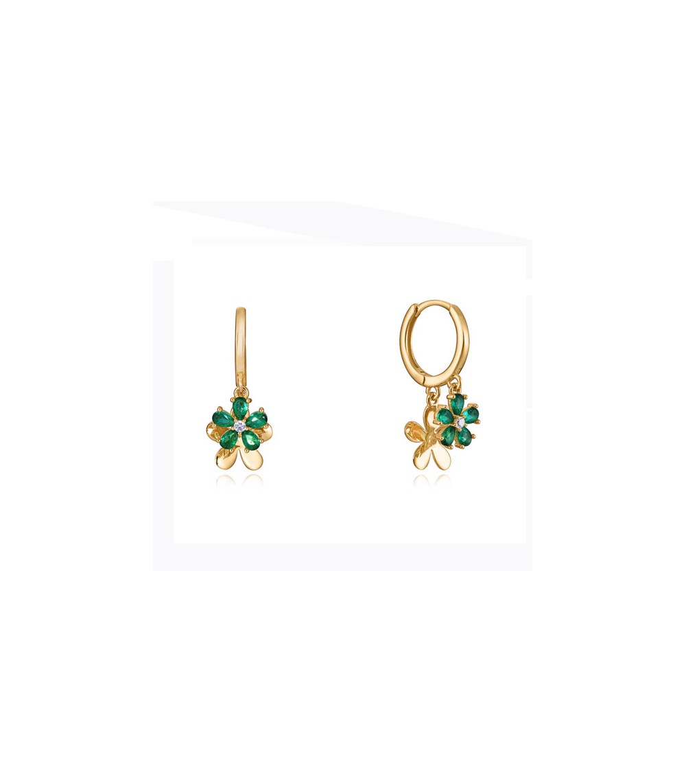 Pendientes Viceroy Trend aro flor verde 13105E100-39