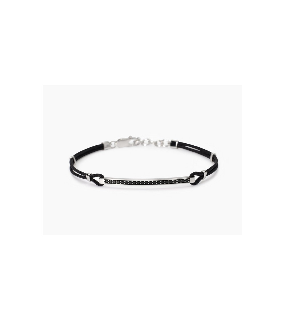 Pulsera de hombre Nylon y circonitas negras 533846