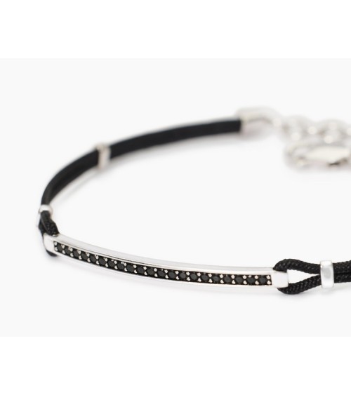 Pulsera de hombre Nylon y circonitas negras 533846