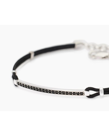 Pulsera de hombre Nylon y circonitas negras 533846