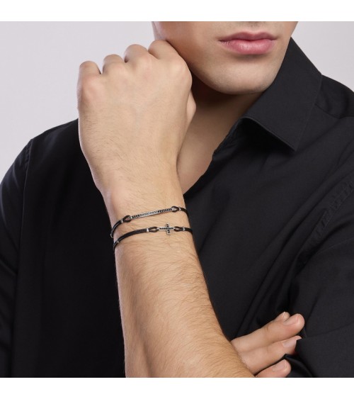 Pulsera de hombre Nylon y circonitas negras 533846