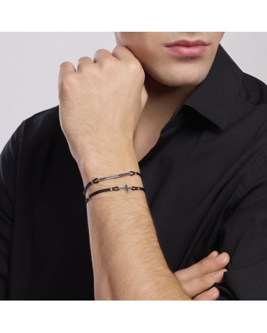 Pulsera de hombre Nylon y circonitas negras 533846