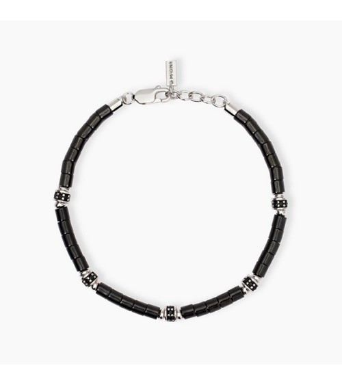 Pulsera caballero cerámica negra y plata 533853