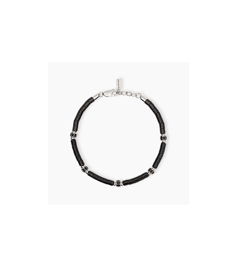 Pulsera caballero cerámica negra y plata 533853