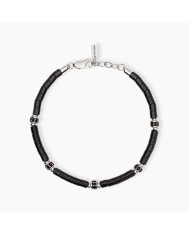 Pulsera caballero cerámica negra y plata 533853