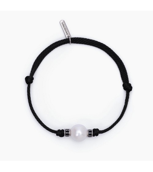 Pulsera de hombre cordón y perla blanca 533720