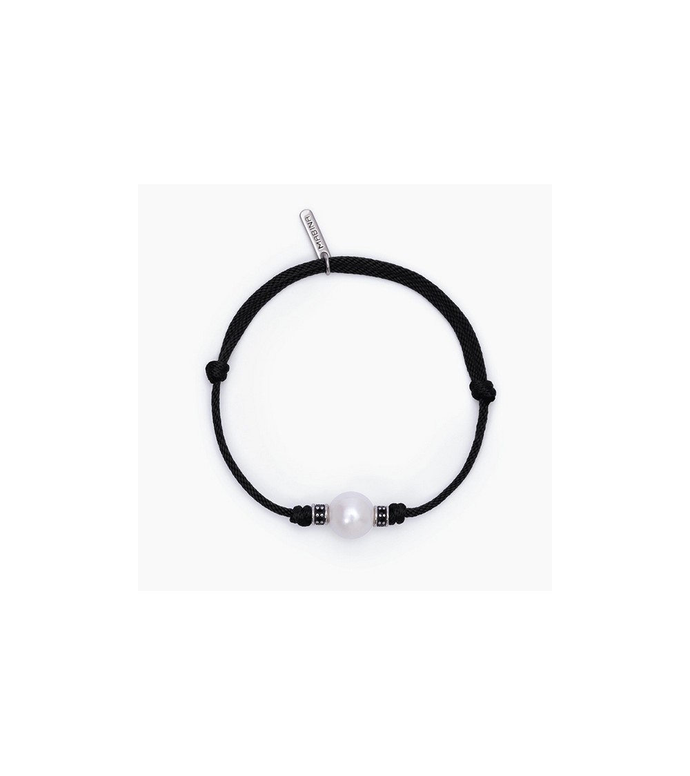 Pulsera de hombre cordón y perla blanca 533720