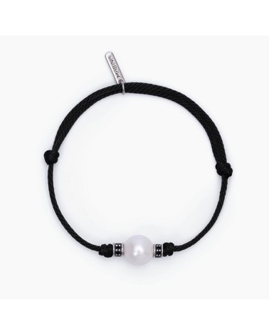 Pulsera de hombre cordón y perla blanca 533720