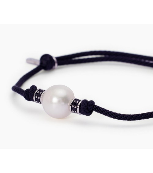 Pulsera de hombre cordón y perla blanca 533720