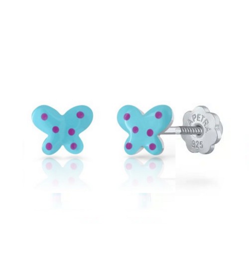 Pendientes infantiles mariposa esmalte azul