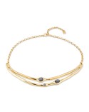 Collar dorado Uno de 50 cristales negros COL1927