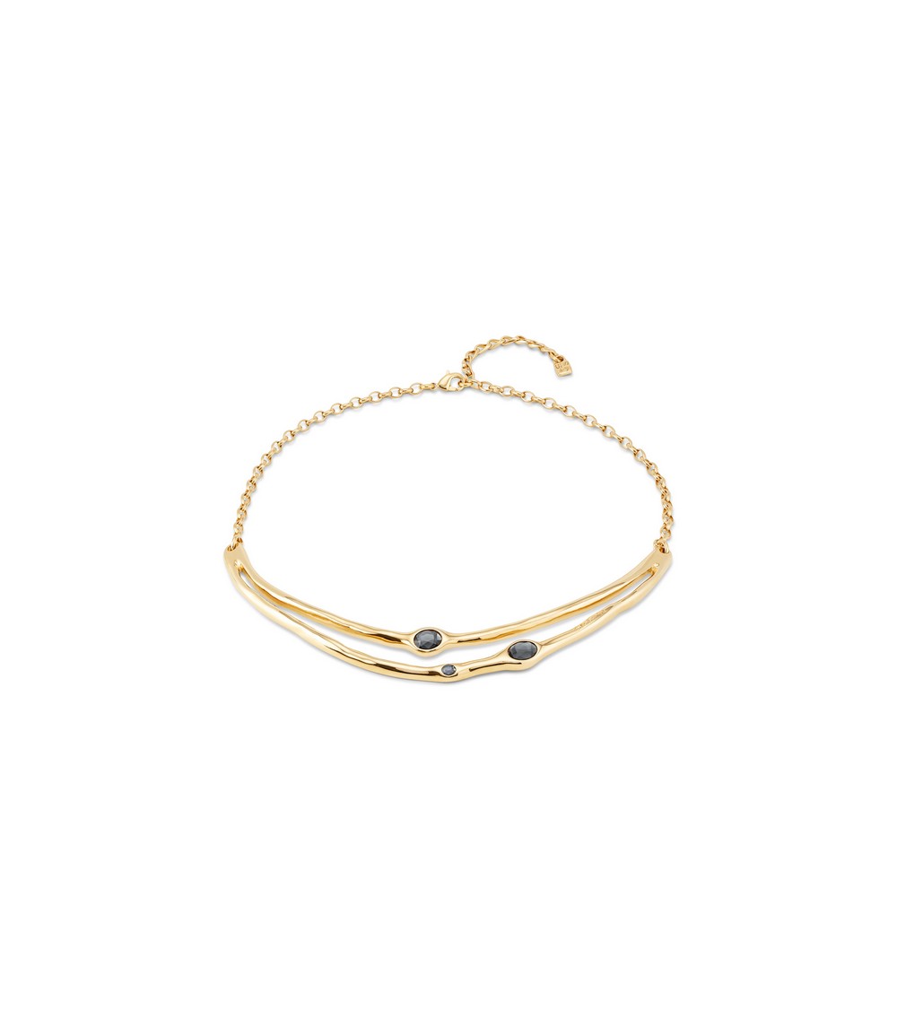 Collar dorado Uno de 50 cristales negros COL1927