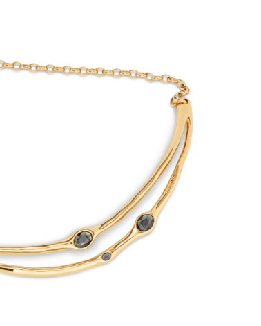 Collar dorado Uno de 50 cristales negros COL1927