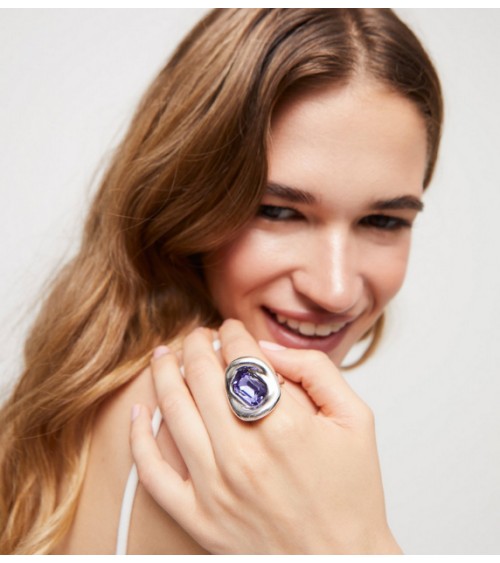 Anillo Uno de 50 mujer cristal morado ANI0826