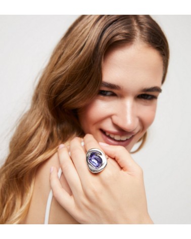Anillo Uno de 50 mujer cristal morado ANI0826