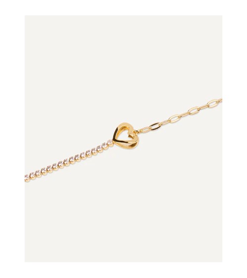 Pulsera plata dorada T-Adoro Strass corazón 54.PU.16.D
