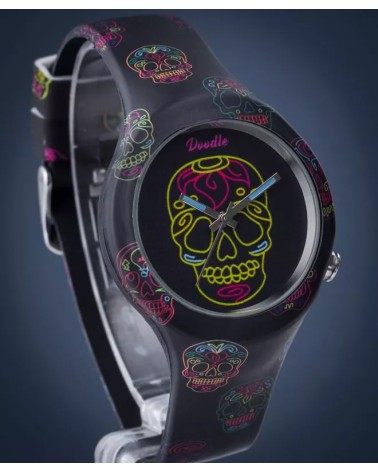 Reloj Doodle calaveras de neón