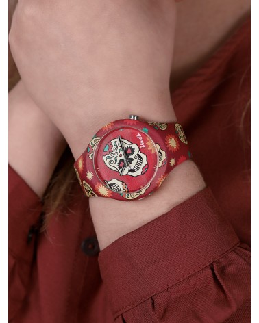 Reloj Doodle rojo calaveras