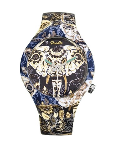 Reloj Doodle Elefante asiático azulado