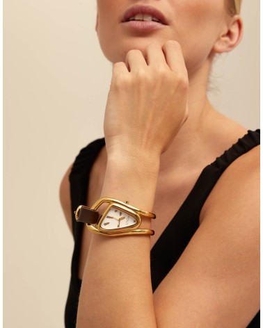 Reloj triangular Uno de 50 dorado REL0140