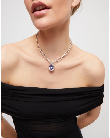 Collar Uno de 50 'Ser Valiente' cristal morado | COL1945