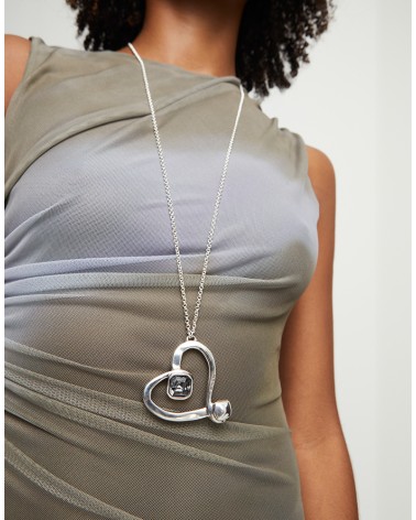 Collar Uno de 50 'Corazón XXL' COL1990 - Diseño Grande y Cristal | Joyería Onix Lugo