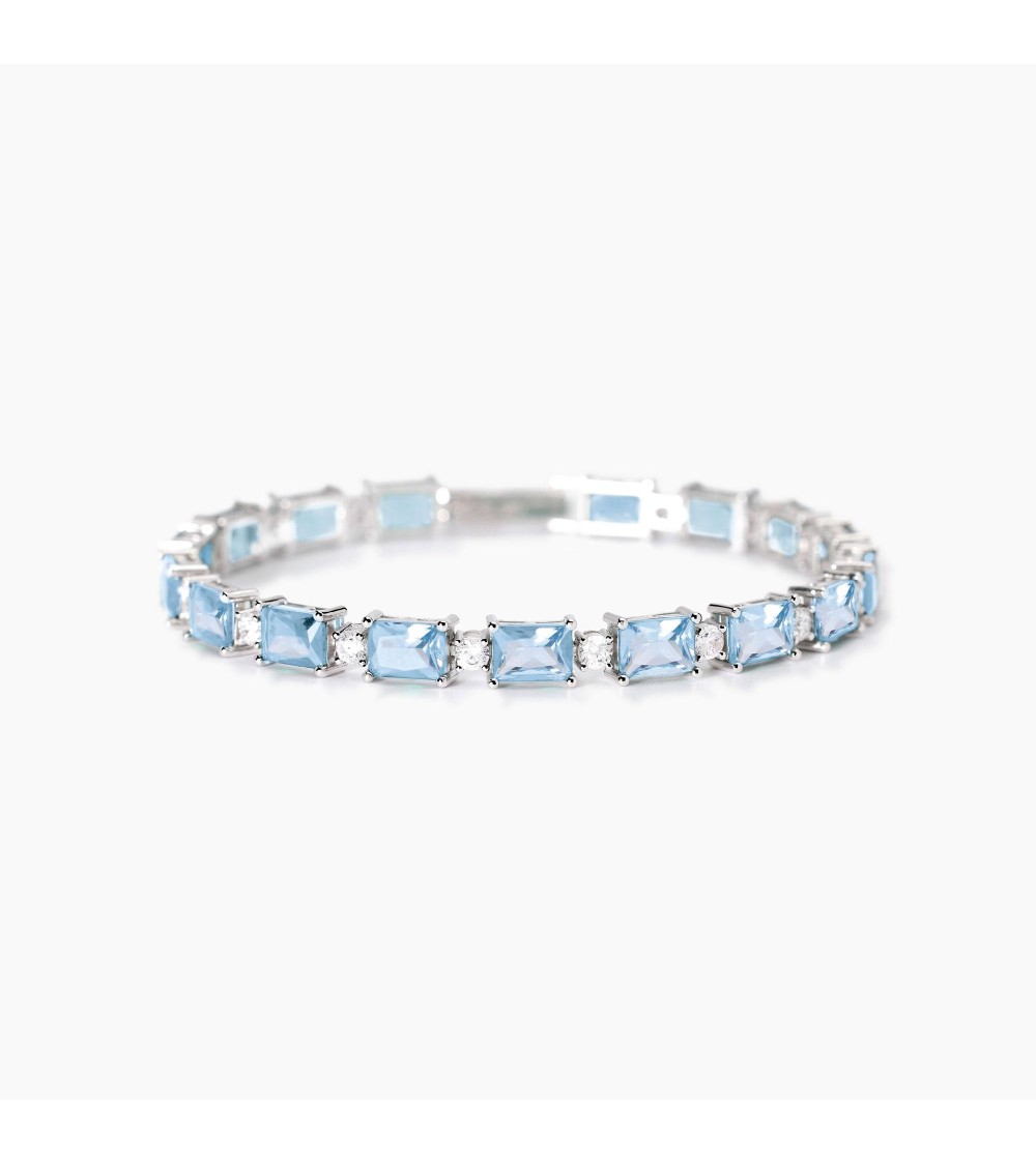 Pulsera plata y Aguamarina sintética 533940-18
