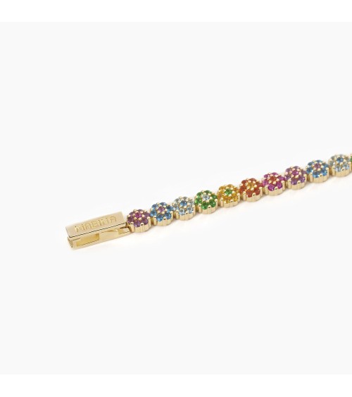 Pulsera dorada Mabina flores multicolor 533560-M