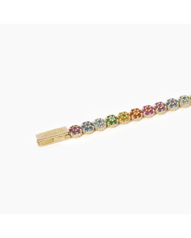 Pulsera dorada Mabina flores multicolor 533560-M