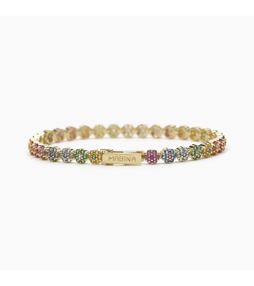 Pulsera dorada Mabina flores multicolor 533560-M