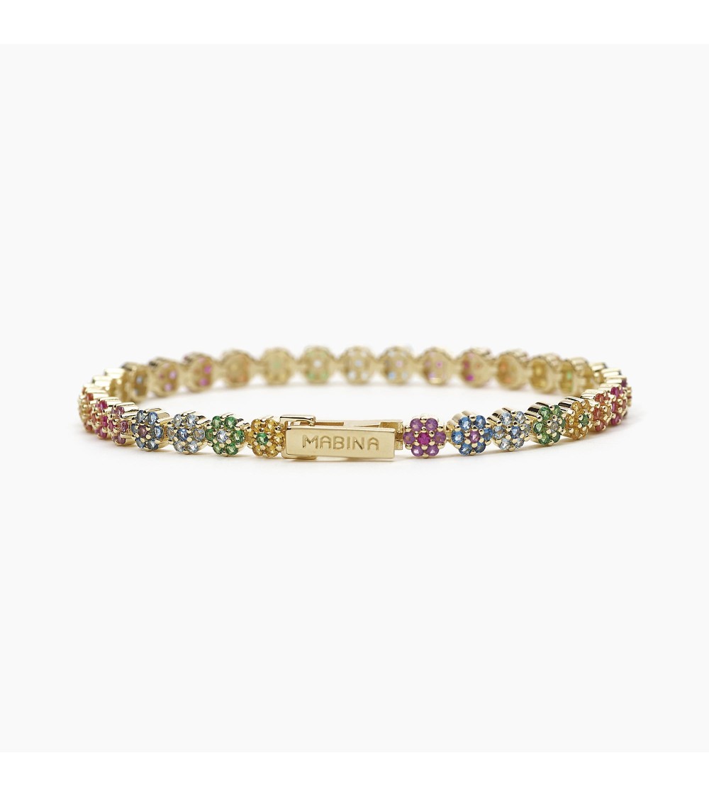Pulsera dorada Mabina flores multicolor 533560-M