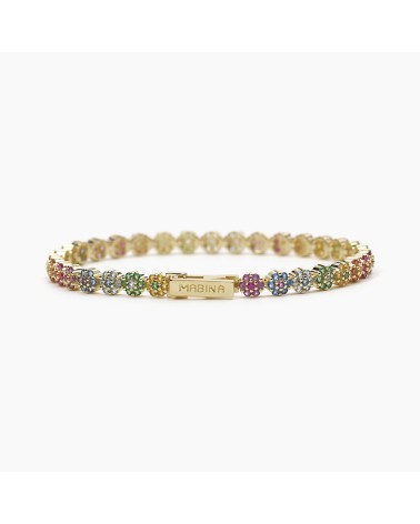 Pulsera dorada Mabina flores multicolor 533560-M