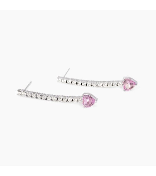 Pendientes plata corazón rosa Mabina 563801