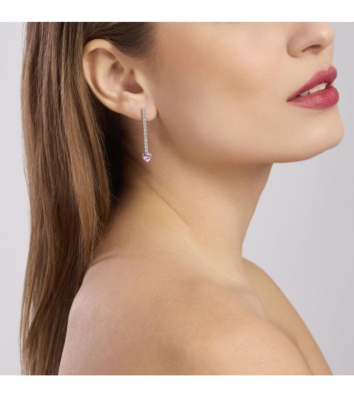 Pendientes plata corazón rosa Mabina 563801