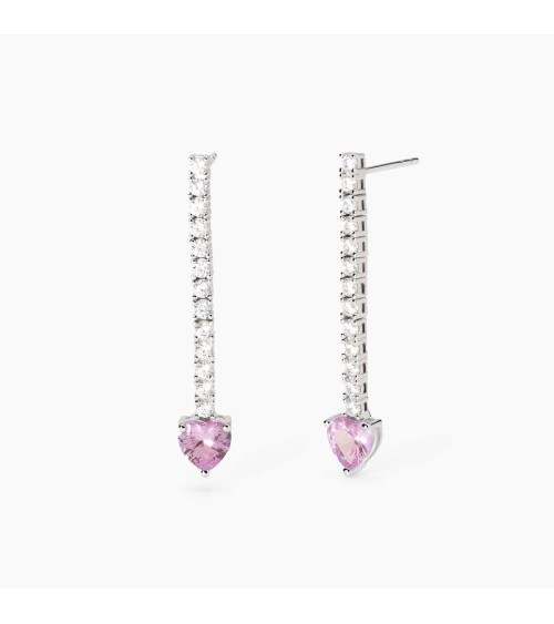 Pendientes plata corazón rosa Mabina 563801