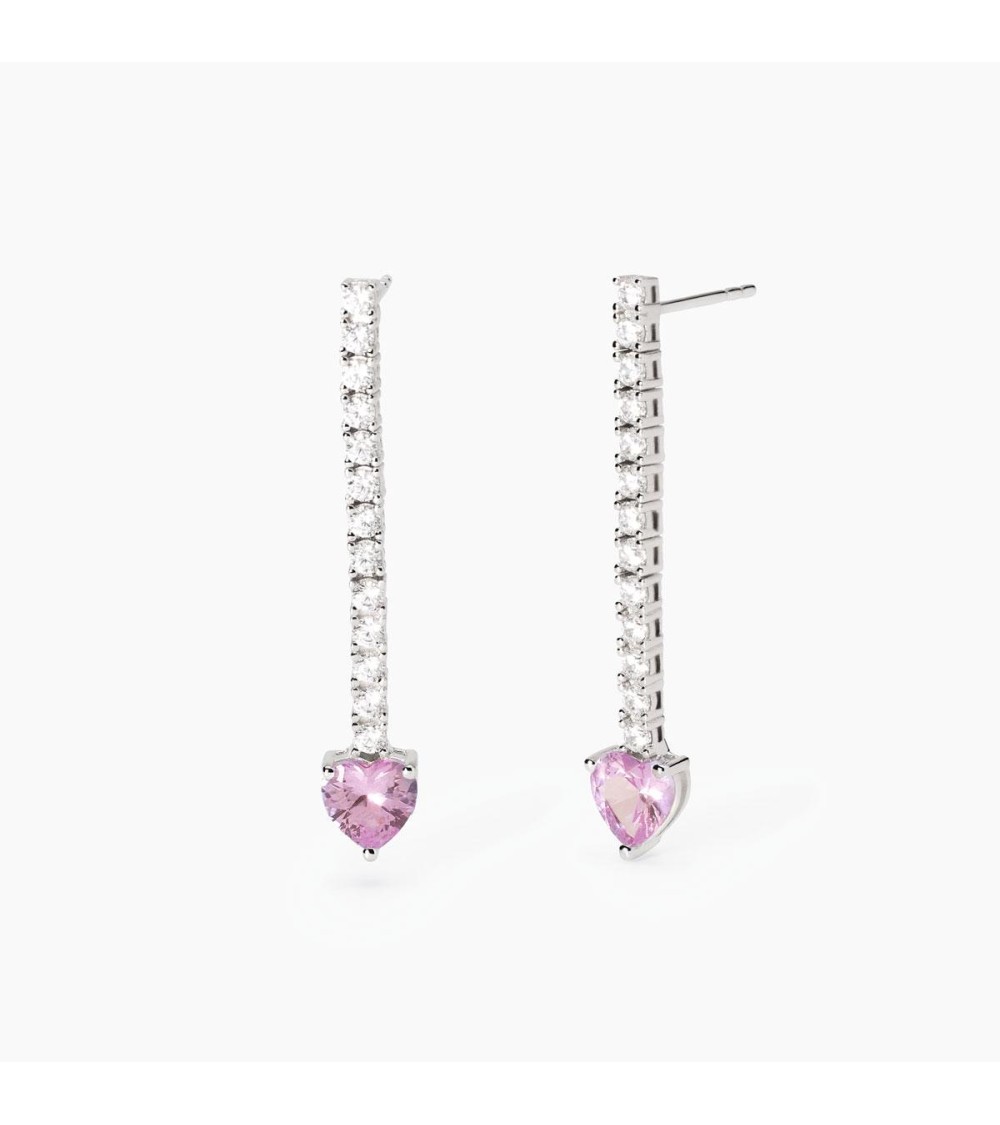 Pendientes plata corazón rosa Mabina 563801