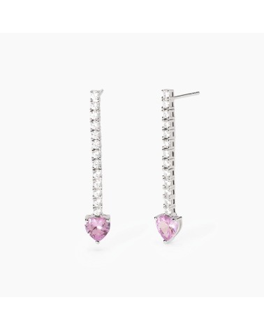 Pendientes plata corazón rosa Mabina 563801
