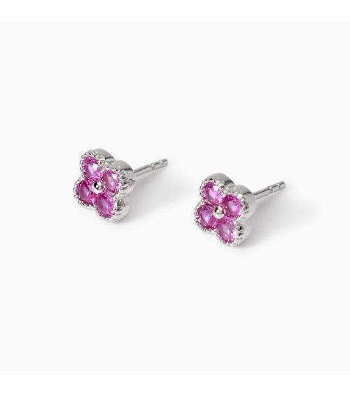 Pendientes plata piedras rosas Mabina 563874