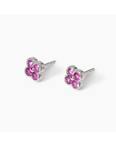 Pendientes plata piedras rosas Mabina 563874