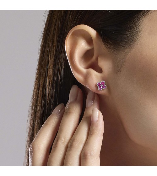 Pendientes plata piedras rosas Mabina 563874