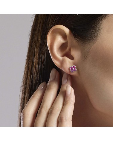 Pendientes plata piedras rosas Mabina 563874