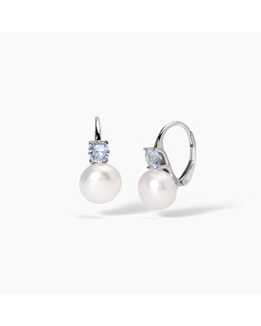Pendientes Duran aro, perla y aguamarina 563727