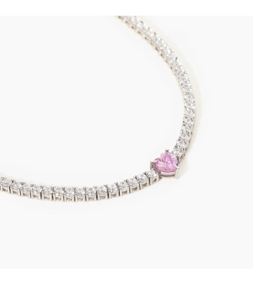 Collar mujer plata 925 corazón rosa 553453